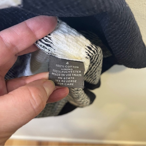 Taylor Chevron Zig Zag Jacquard Black White Fit Flare Dress Size 4 - Picture 11 of 15